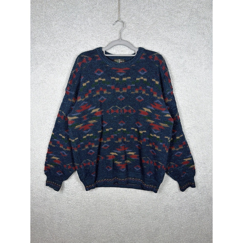 VTG Italian Sweater Co Knit‎ Sweater Aztec Tribal Wool Blend Made Italy Size L